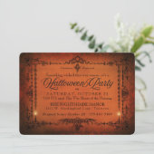 Gotische grens Halloween Party | Sinaasappel en zw Kaart (Staand voorkant)