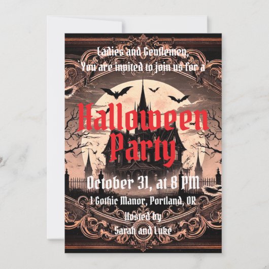  gotische griezelige Halloween Kaart (Voorkant)