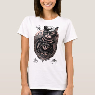 Gotische griezelige kat en spin shirt