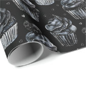 Gotische Griezelscupcakes & Harten Cadeaupapier (Rol Hoek)