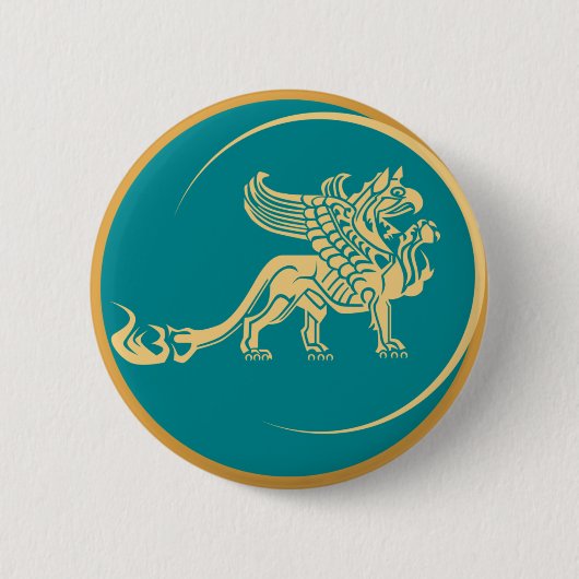 gotische griffioen ronde button 5,7 cm (Voorkant)