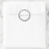 Gotische Grijs & Wit Flourish Envelope Seals Ronde Sticker (Tas)
