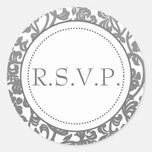 Gotische Grijs & Wit Flourish Envelope Seals Ronde Sticker (Voorkant)