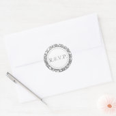 Gotische Grijs & Wit Flourish Envelope Seals Ronde Sticker (Envelop)
