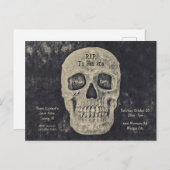 Gotische grijze beige schedel verjaardag RIP voor Uitnodiging Briefkaart (Voorkant / Achterkant)