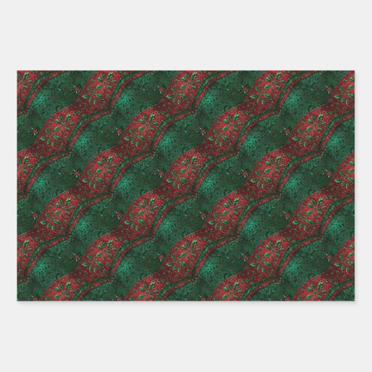 Gotische groene en rode kerst inpakpapier vel (Voorkant)