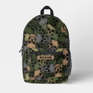 Gotische  Groene Khaki Skulls Camouflage Mannen Bedrukte Rugzak