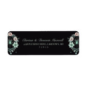 Gotische groene mint bloemenspinnenweb retouradres etiket (Voorkant)