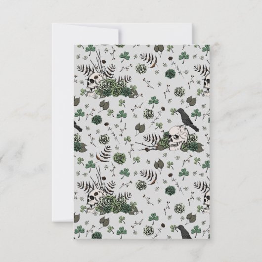 Gotische groene schedel en bloemen Ierse bruidsdou Bedankkaart (Achterkant)