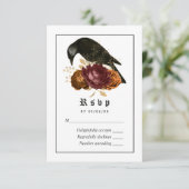 Gotische Grunge Raven Bruiloft RSVP Kaartje (Staand voorkant)