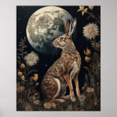 Gotische haas en Moon Art Print Poster (Voorkant)