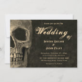 Gotische half schedel hoofd  Sepia Hallobruiloft Aankondiging (Voorkant)