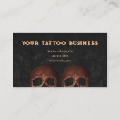 Gotische Half Skull Bruin Zwart Tattoo Shop Visitekaartje (Achterkant)