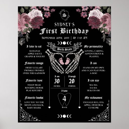 Gotische Halloween 1e Verjaardag Baby Meisje Miles Poster (Voorkant)