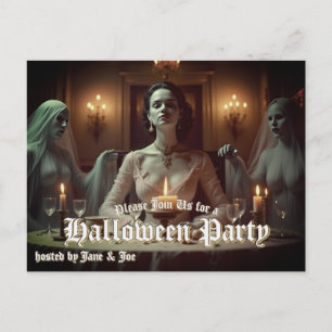Gotische Halloween banket bij kaarslicht Feestdagenkaart