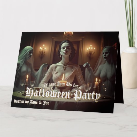 Gotische Halloween banket in kaarslicht Kaart (Voorkant)