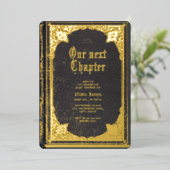 Gotische Halloween bibliotheek boek baby shower Folie Uitnodiging (Staand Voorkant)