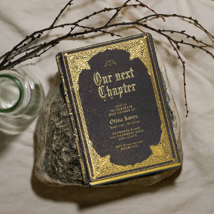 Gotische Halloween bibliotheek boek baby shower Folie Uitnodiging