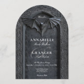 Gotische Halloween Black Bat Arch Tweezijdig Huwel Kaart (Voorkant)