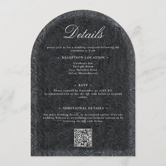 Gotische Halloween Black Bat Arch Tweezijdig Huwel Kaart (Achterkant)