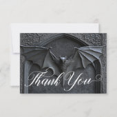 Gotische Halloween Black Bat & Arch Wedding Bedankkaart (Voorkant)