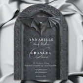 Gotische Halloween Black Bat & Arch Wedding Kaart