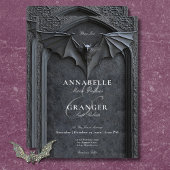 Gotische Halloween Black Bat & Arch Wedding Kaart
