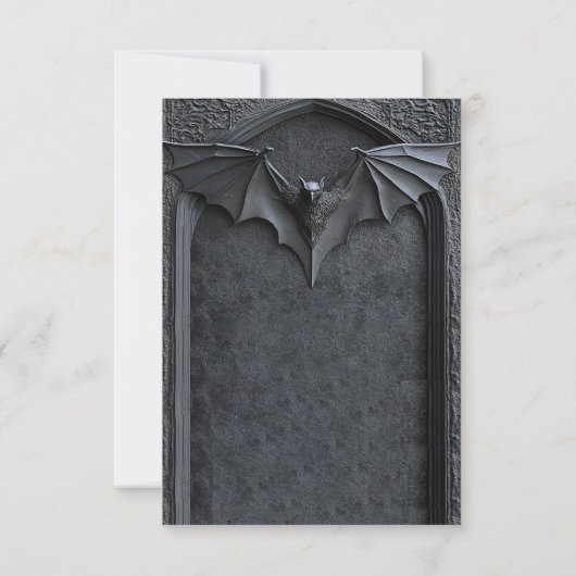 Gotische Halloween Black Bat & Arch Wedding Save The Date (Achterkant)
