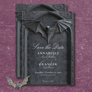 Gotische Halloween Black Bat & Arch Wedding Save The Date