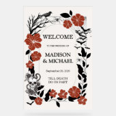 Gotische Halloween Black & Bourgondië Huwelijk Wel Acryl Bord (Voorkant)