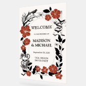 Gotische Halloween Black & Bourgondië Huwelijk Wel Acryl Bord (Hoek)