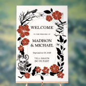 Gotische Halloween Black & Bourgondië Huwelijk Wel Acryl Bord (Neutraal)