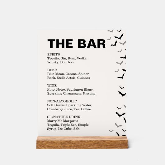 Gotische Halloween Black en Bourgondische bruiloft Acryl Bord (Voorkant)