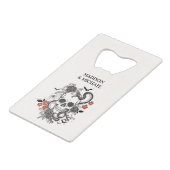 Gotische Halloween Black en Bourgondische bruiloft Creditkaart Flessenopener (Voorkant Gekanteld)