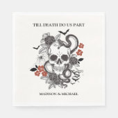 Gotische Halloween Black en Bourgondische bruiloft Servet (Voorkant)