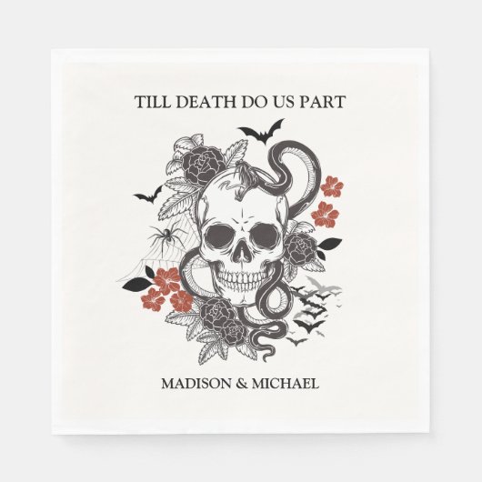 Gotische Halloween Black en Bourgondische bruiloft Servet (Voorkant)