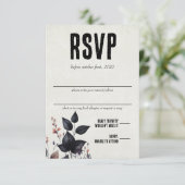 Gotische Halloween Bloemen Bruiloft RSVP Kaartje (Staand voorkant)