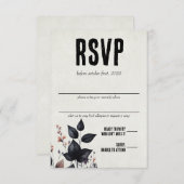 Gotische Halloween Bloemen Bruiloft RSVP Kaartje (Voorkant / Achterkant)