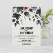 Gotische Halloween Bloemen Huwelijksuitnodiging Kaart (Staand voorkant)