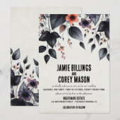 Gotische Halloween Bloemen Huwelijksuitnodiging Kaart (Voorkant / Achterkant)