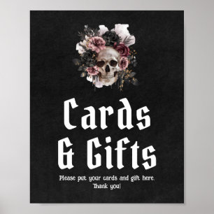 Gotische Halloween Bloemen Schedel Kaarten en Gesc Poster