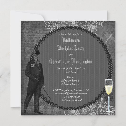 Gotische Halloween Bruidegom Shabby Chic Jonggezel Kaart (Achterkant)