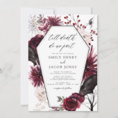 Gotische Halloween Bruiloft Bourgondië Zwart Kaart (Voorkant)