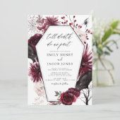 Gotische Halloween Bruiloft Bourgondië Zwart Kaart (Staand voorkant)