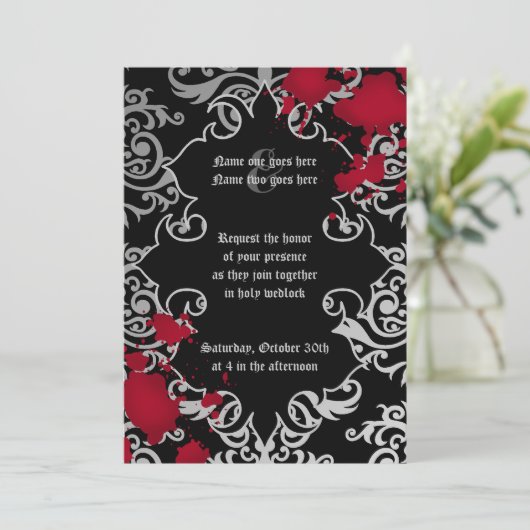 Gotische Halloween bruiloft elegant Kaart (Staand voorkant)