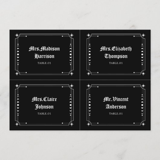 Gotische Halloween Bruiloft Plaats Naam Kaarten DI (Voorkant)