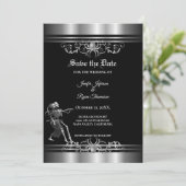 Gotische halloween bruiloft save the date aankondiging (Staand voorkant)