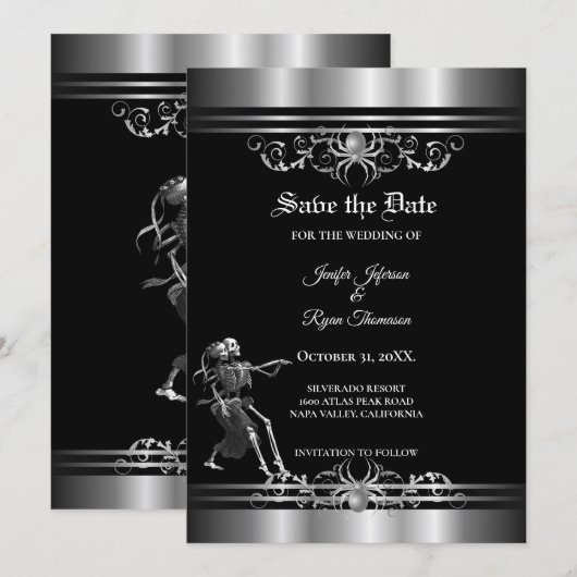 Gotische halloween bruiloft save the date aankondiging (Voorkant / Achterkant)