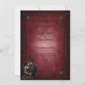 Gotische halloween bruiloft save the date uitnodig aankondiging (Voorkant)