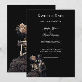 Gotische halloween bruiloft save the date uitnodig aankondiging